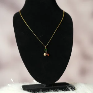 Golden Cherry Charm Necklace