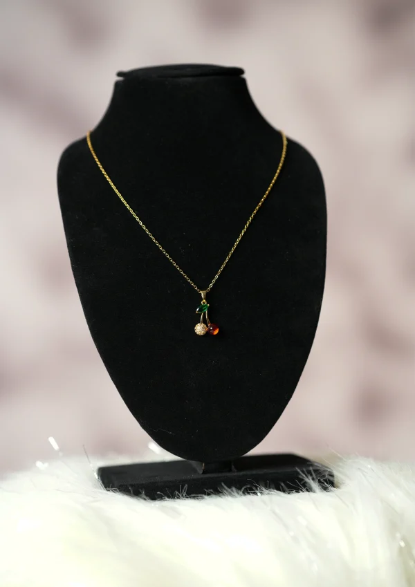 Golden Cherry Charm Necklace