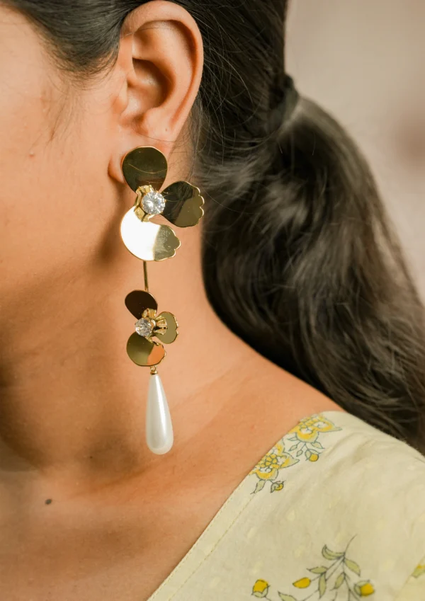 Crystal Petal Drop Earrings