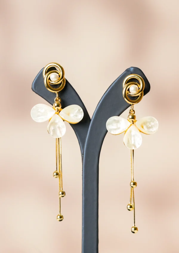 Pearl Petal Dangle Earrings