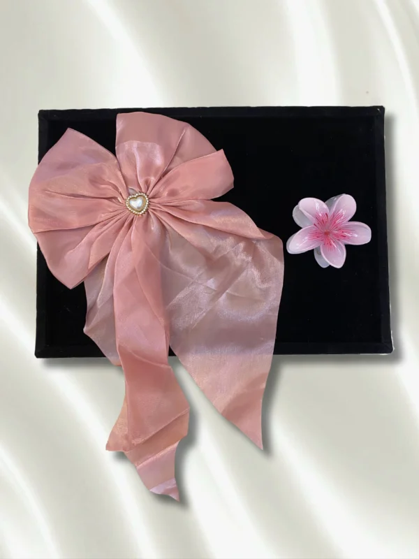 Dusty Rose Heart Bow