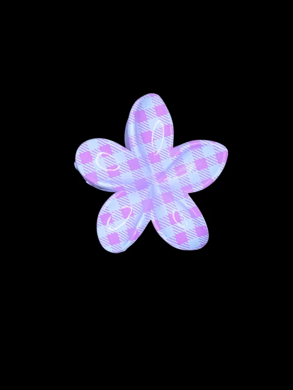 Lavender Gingham Flower Clip