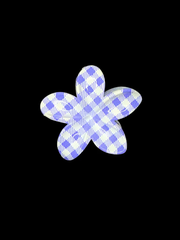Sweet blue Gingham Flower Clip